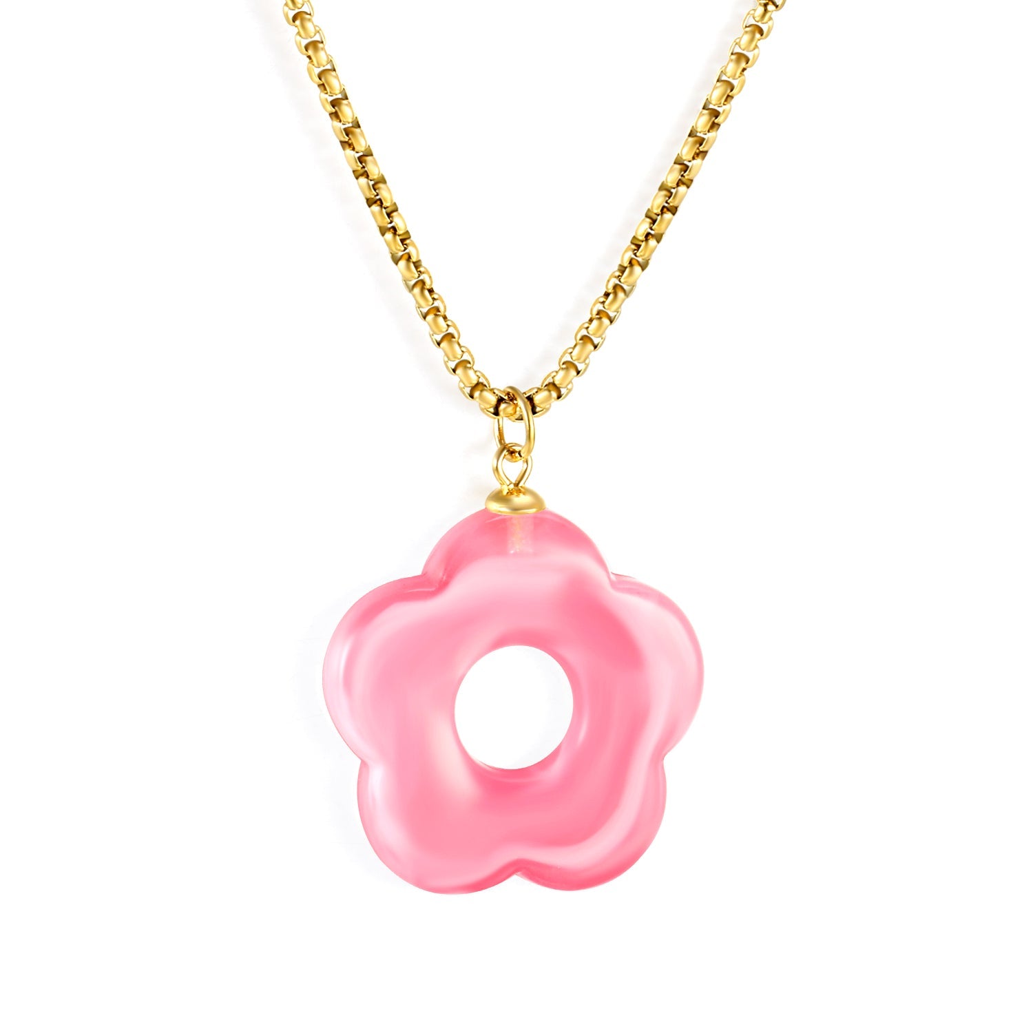 26.7mm Resin White/Red/Blue/Yellow/Coffee/Pink/Peacock Blue/Peacock Green Wreath Pendant 2.0 Square Pearl Chain*40+5cm+6mm Round Plaque Necklace GOLDEN asonjewelry